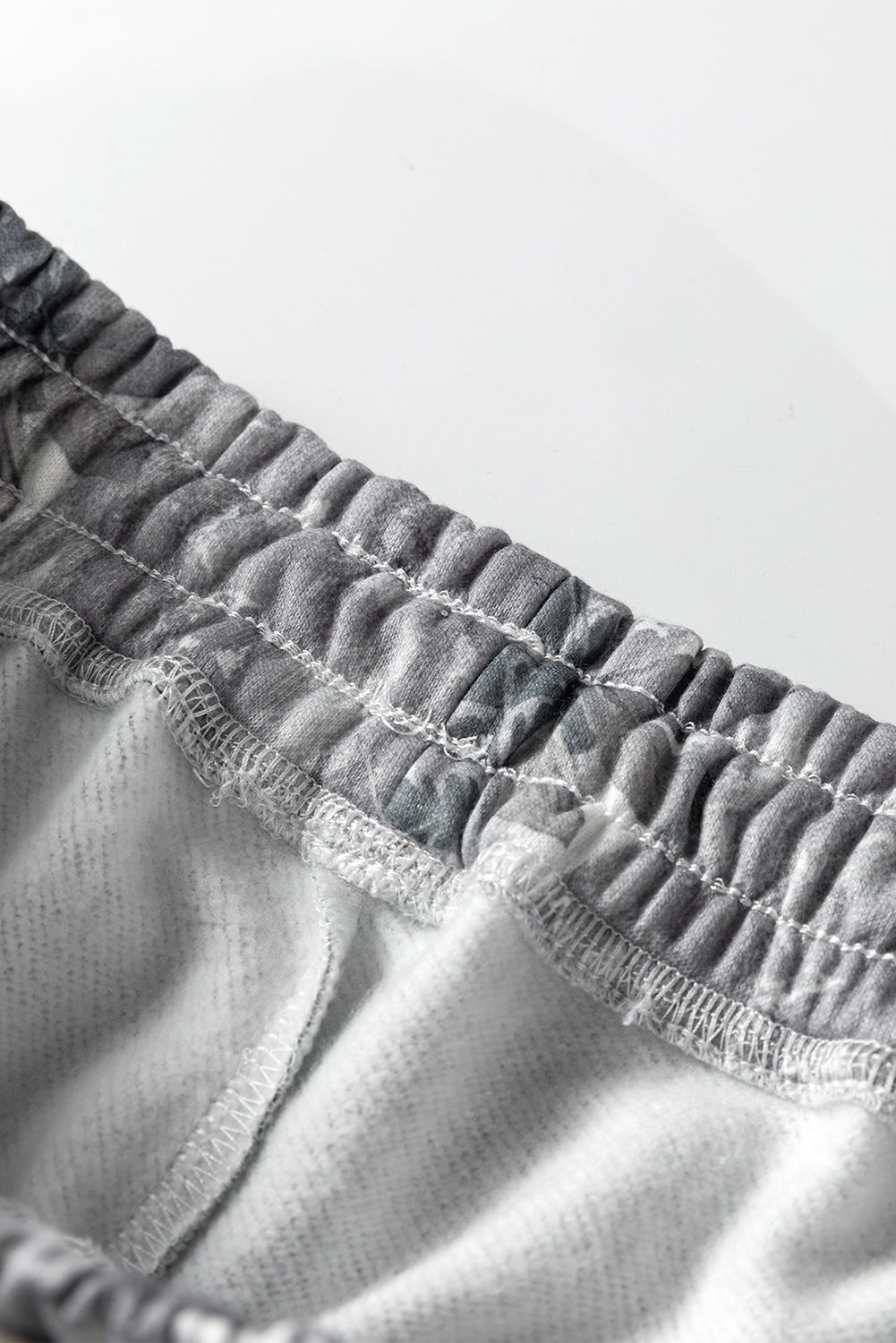 Gray Camo Print Cozy Drawstring Elastic Waist Jogger Pants