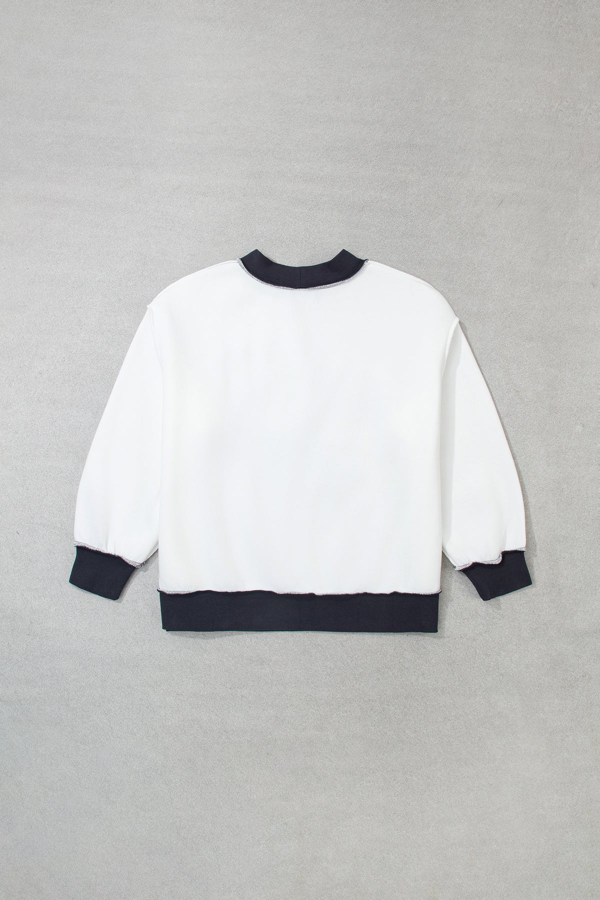 Beige SAVED BY GRACE Letter Print Color Block Mock Neck Plus Size Sweatshirt