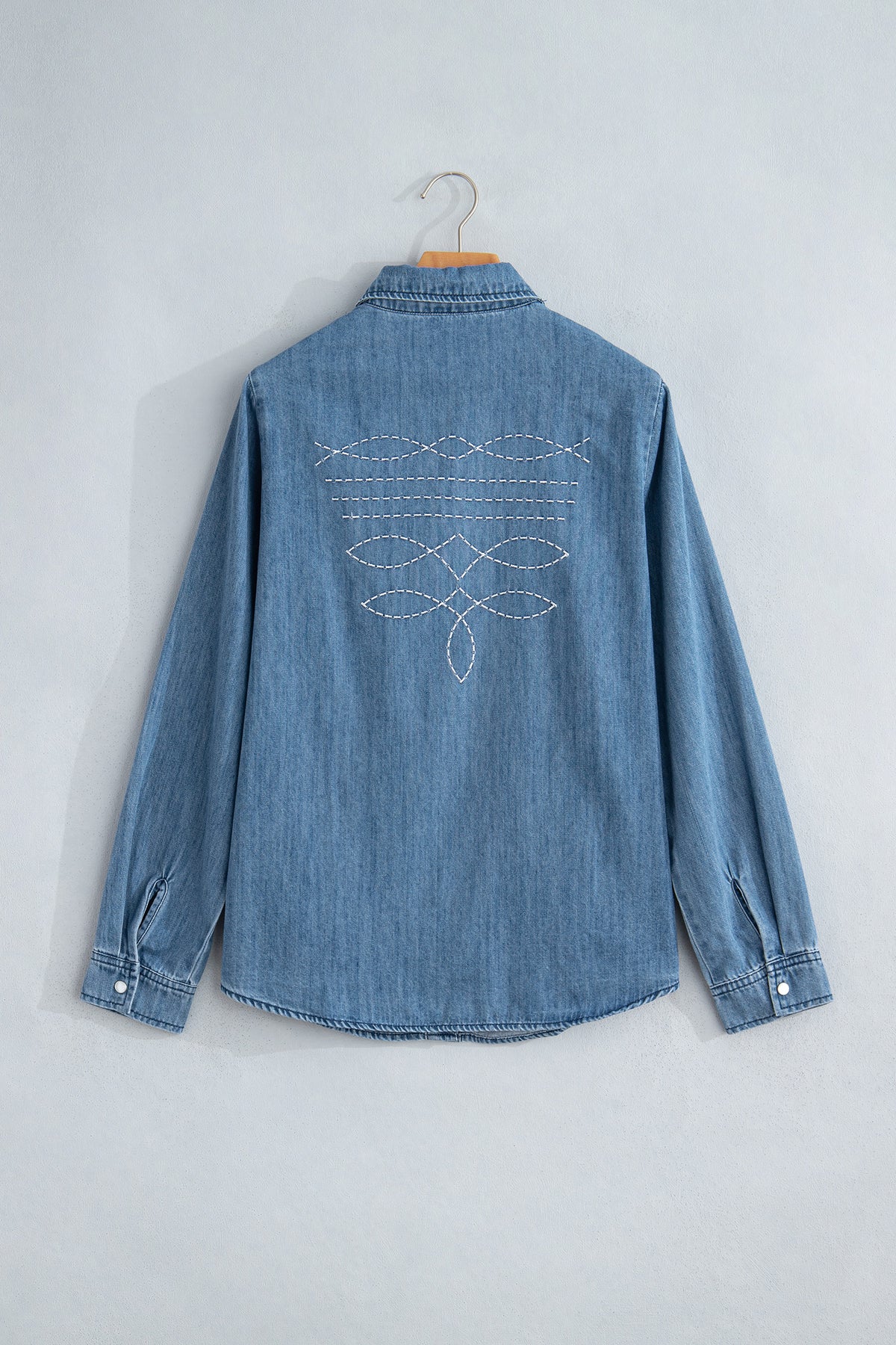 Myosotis Embroidered Western Collar Shirt