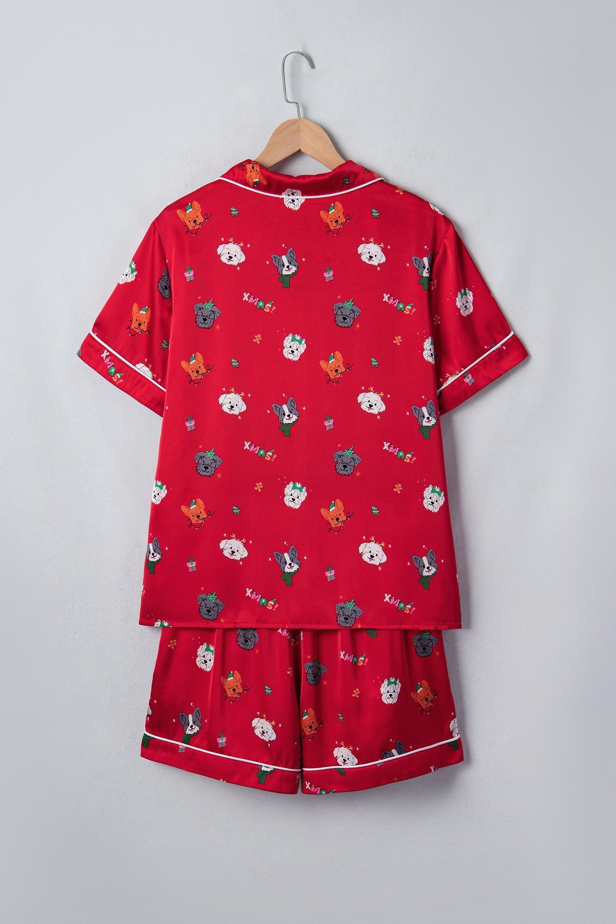 Racing Red Festive Dog Print Short Sleeve Lounge Set