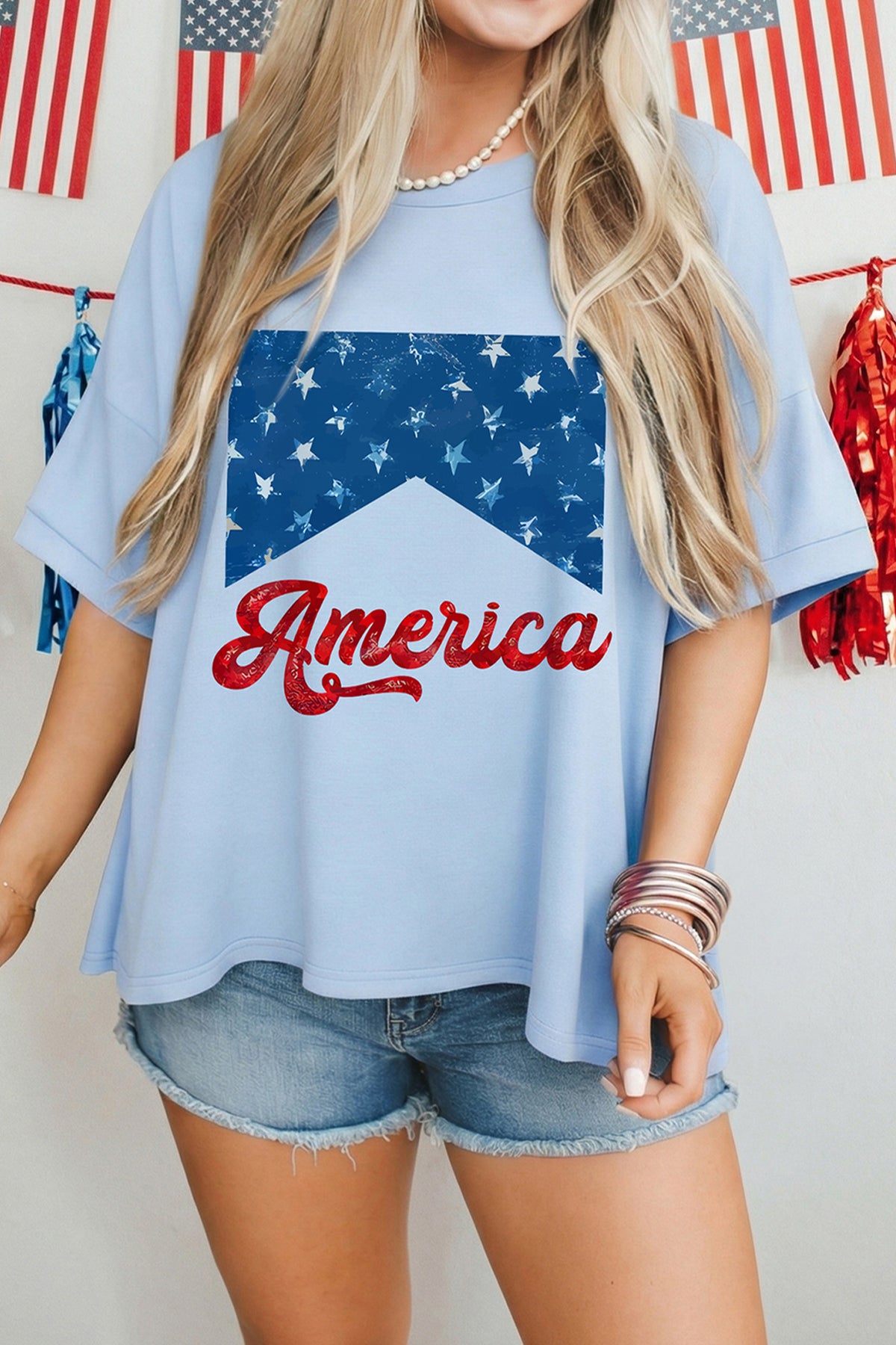 Myosotis America Fashion Print Relaxed T-Shirt
