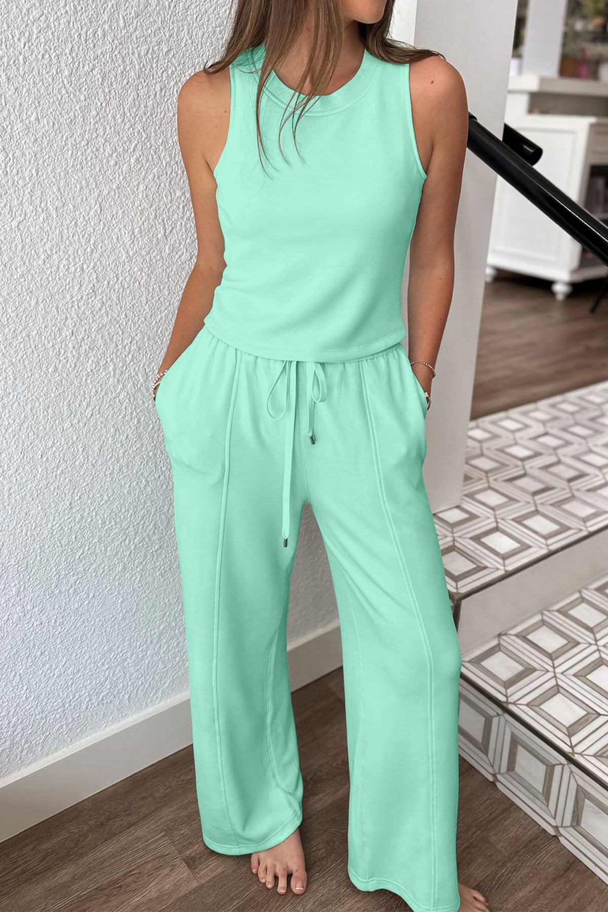Women's Moonlight Jade Elastic Waistband Two-Piece Set