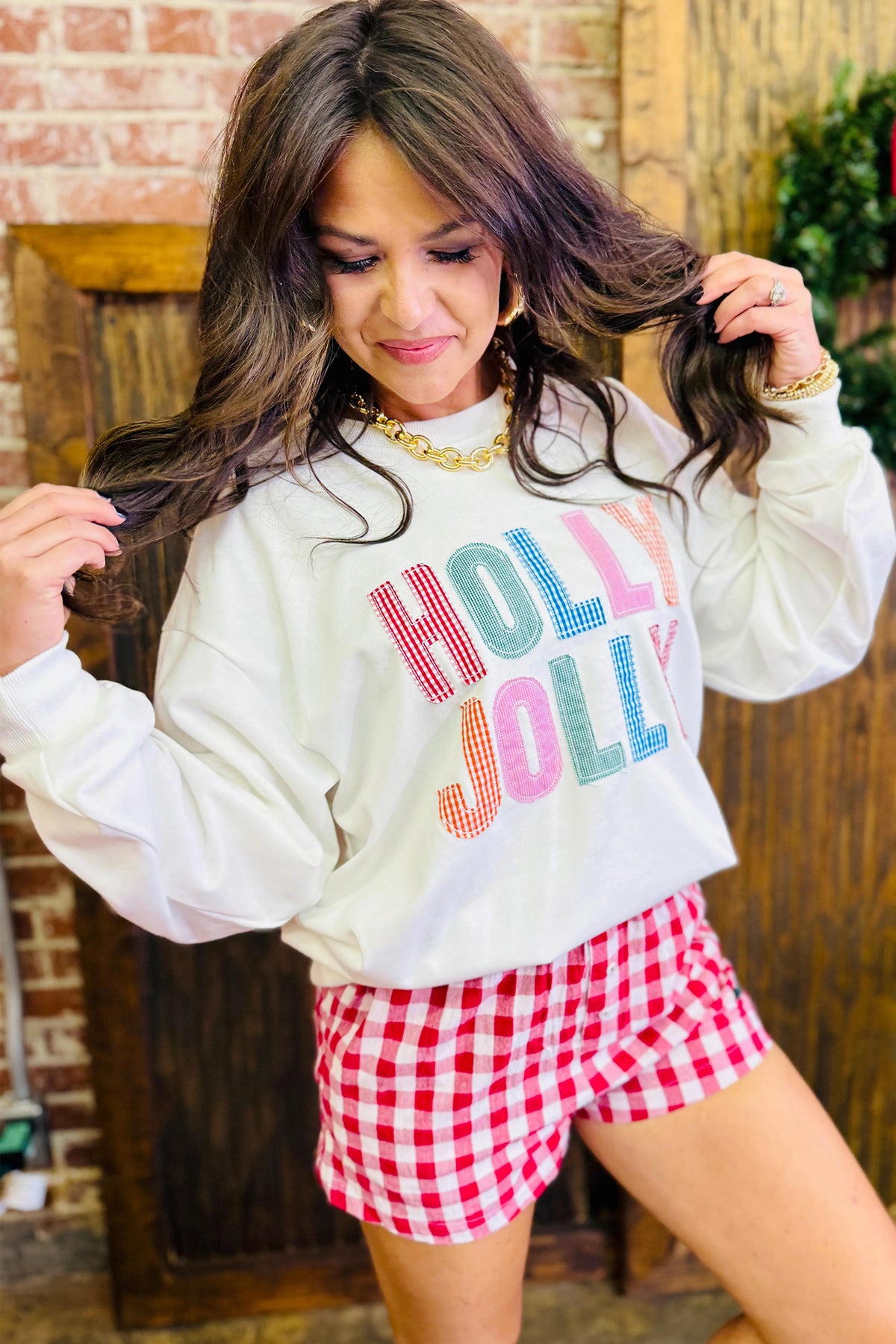 White Christmas Slogan Round Neck Sweatshirt