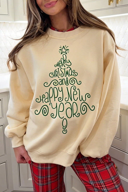 Apricot Merry Christmas and Happy New Year Sweatshirt