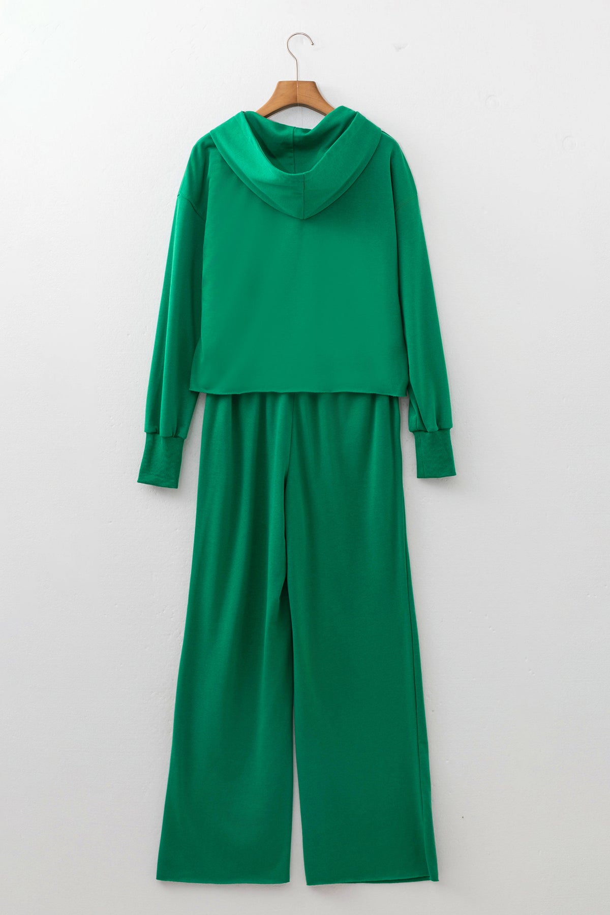 Bright Green Hooded Long Sleeve Elastic Waist Pocket Pant Set