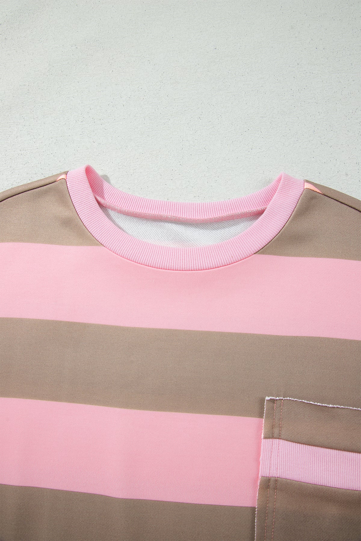 Pink Stripe Striped Patch Pocket Oversized Sweatshirt