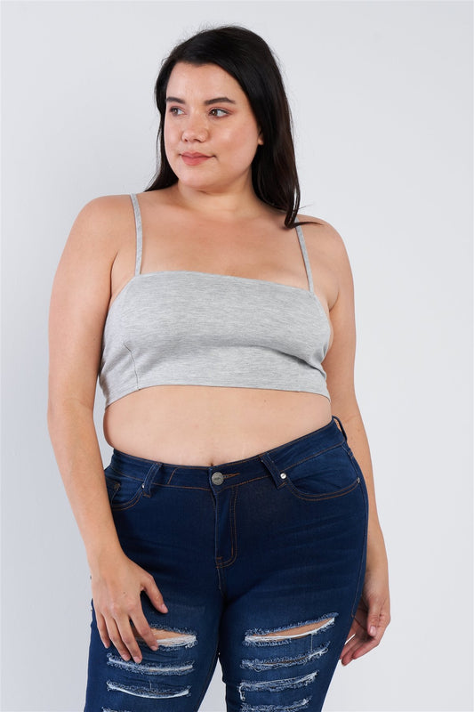 Plus Size Open Stripe Back Cami Strap Athletic Lounge Bra - PLUS SIZE BASICS & ACTIVEWEAR