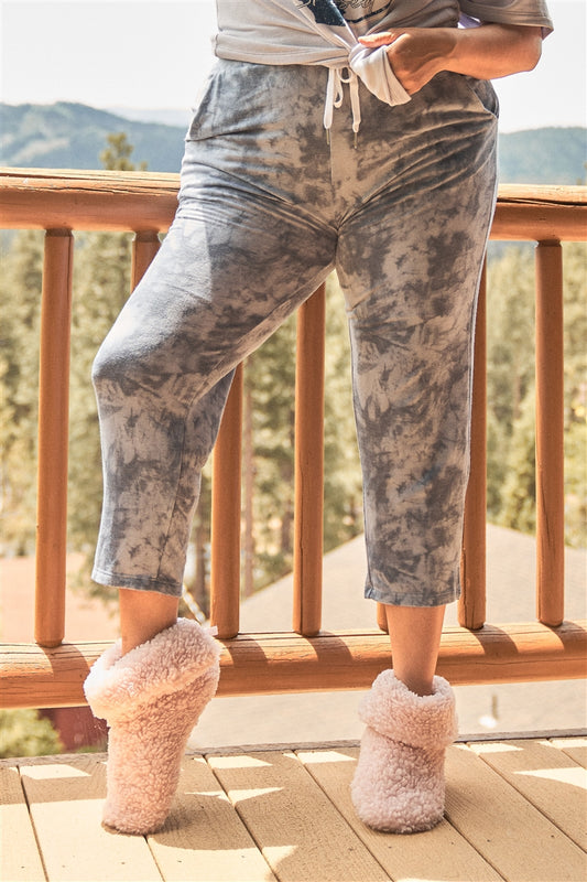 Plus Navy Tie-dye High-waisted Sweatpants - PLUS SIZE BASICS & ACTIVEWEAR