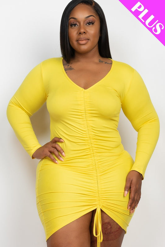 Plus Size Drawstring Ruched Front - PLUS SIZE BASICS & ACTIVEWEAR