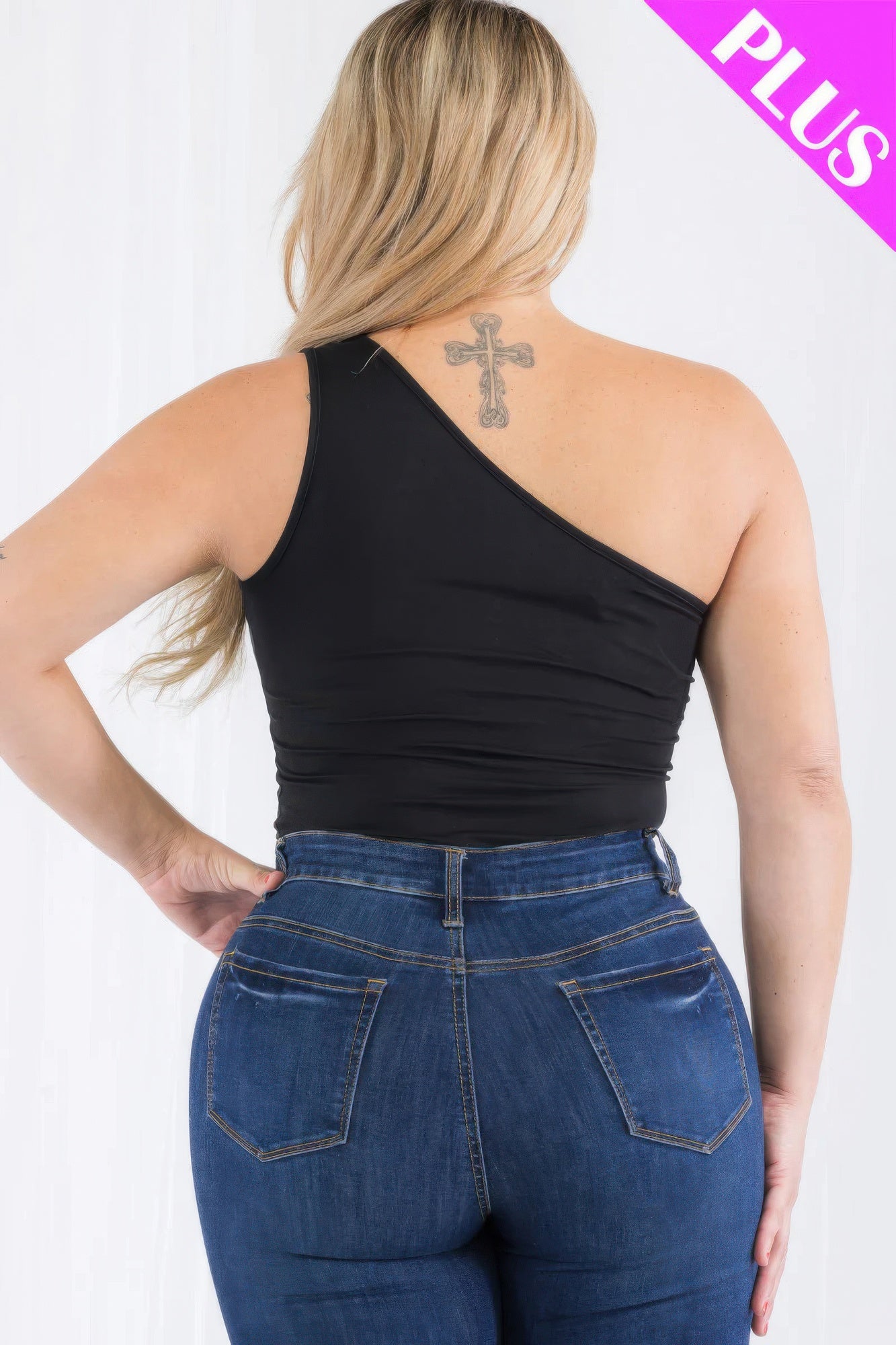 Plus size one shoulder solid casual bodysuit - PLUS SIZE BASICS & ACTIVEWEAR