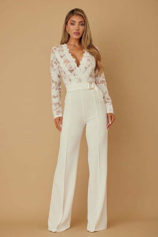 Lace Crochet Long Sleeve Jumpsuit