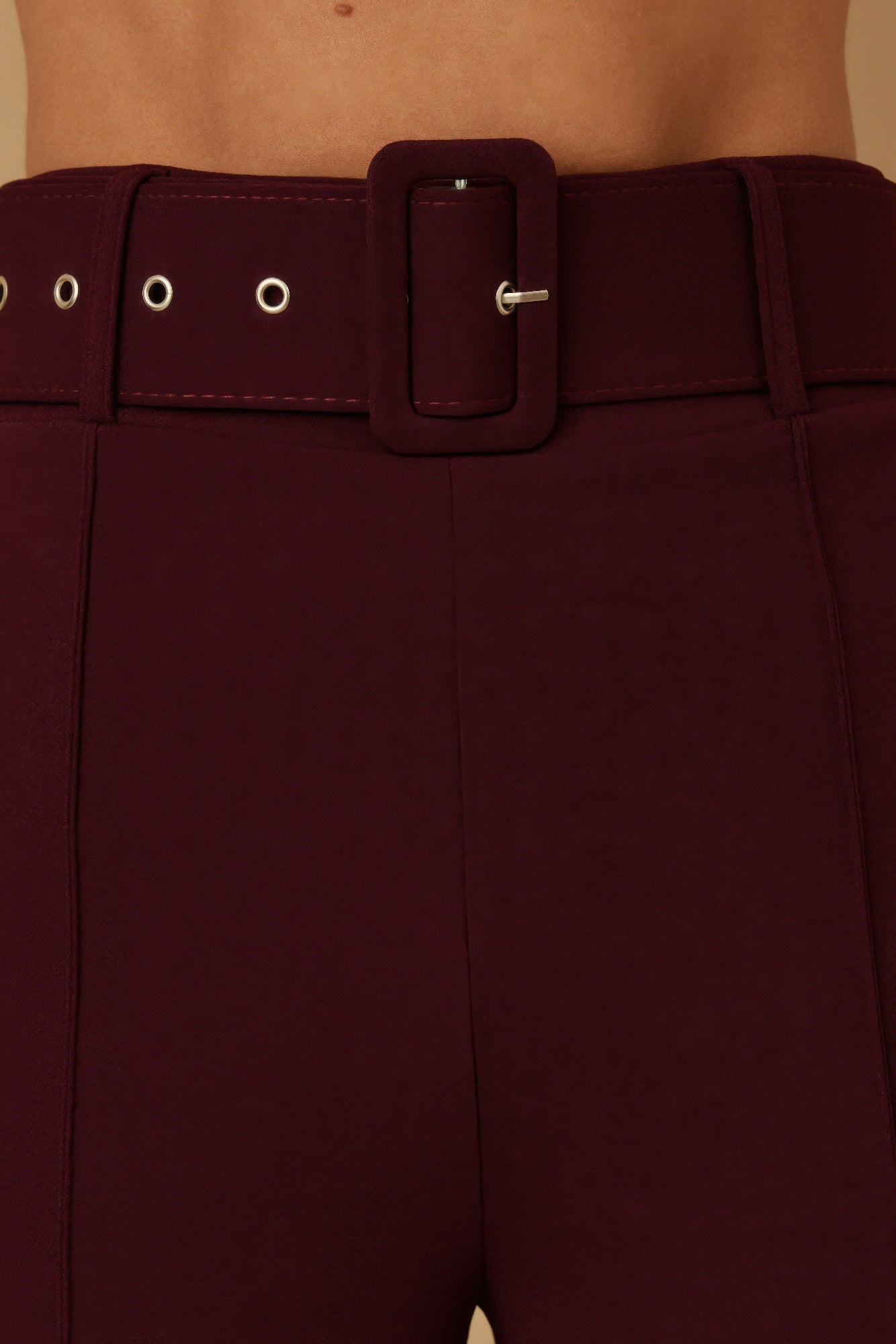 High Waist Pants With Buckle Belt