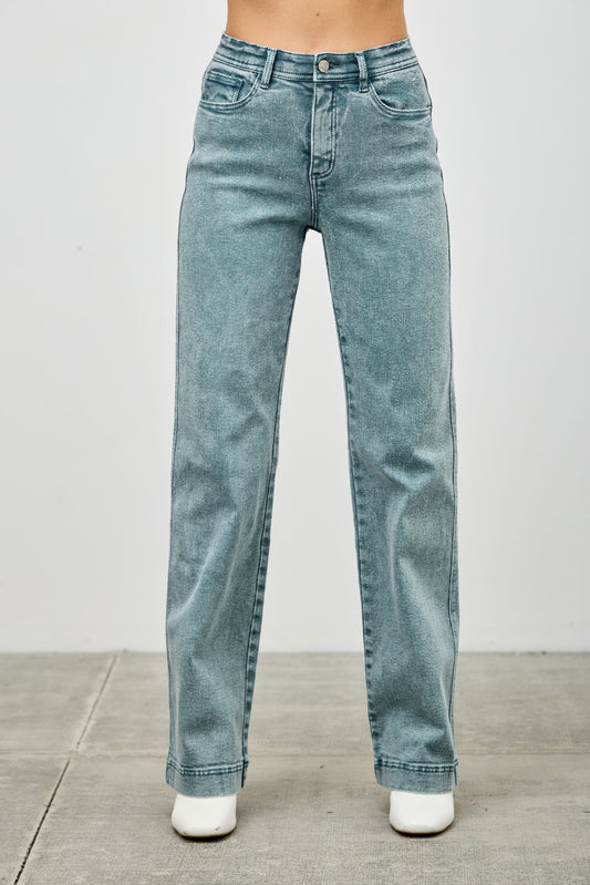 High Rise Slim Wide Straight