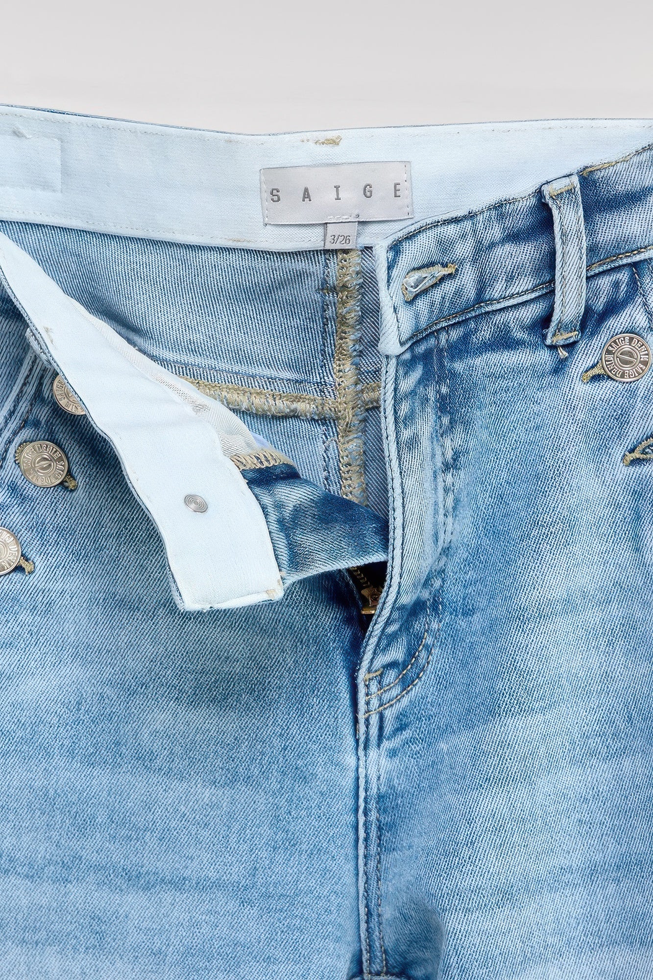 High Rise Straight With Button Pocket