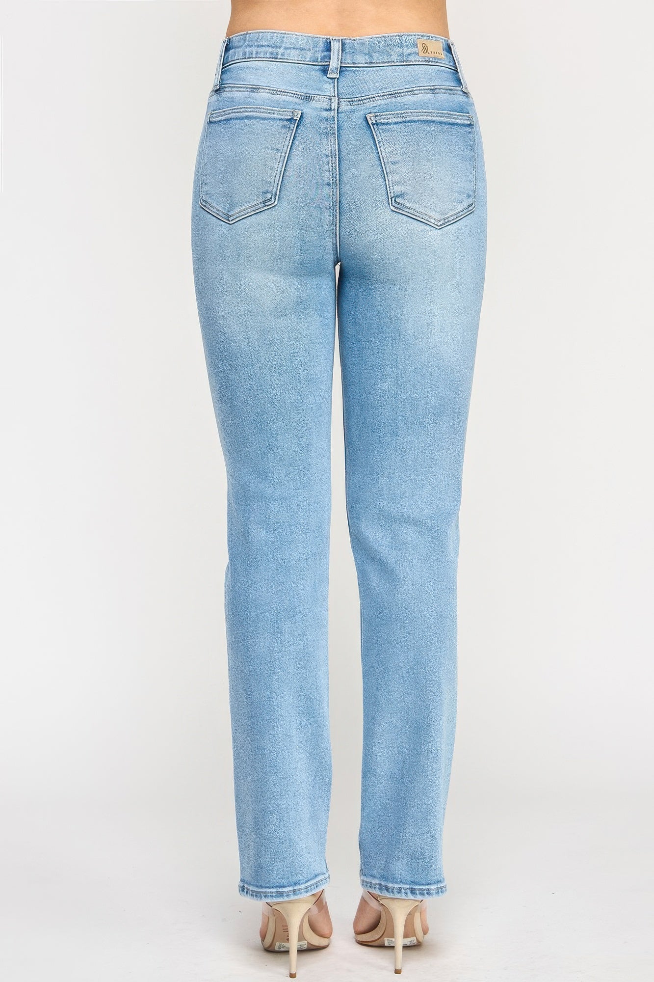 High Rise Straight With Button Pocket