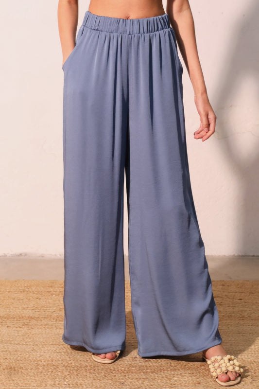 Washed Poly Silk Pocket Pants