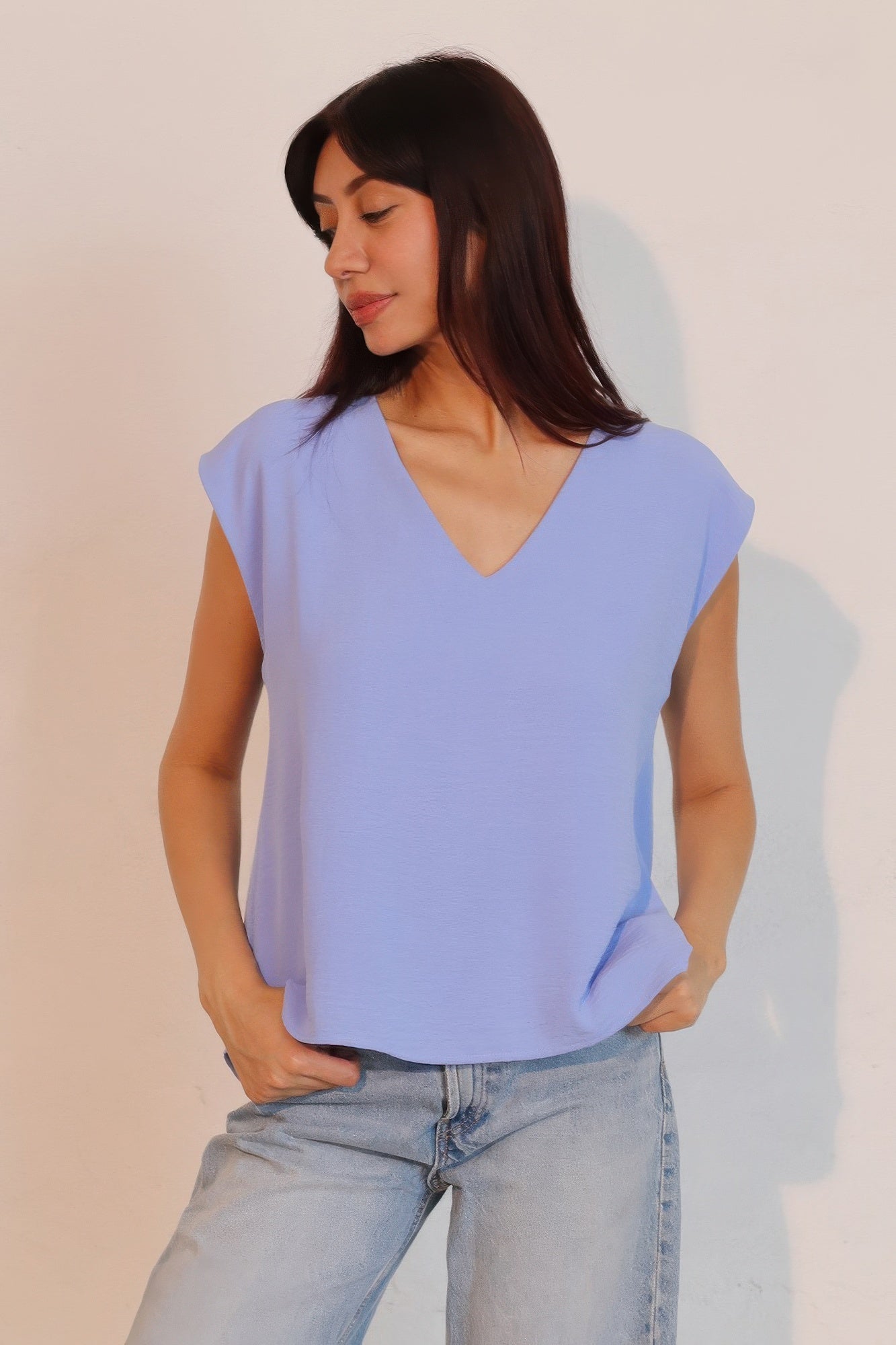 Matte Crepe Low Back Loose Top