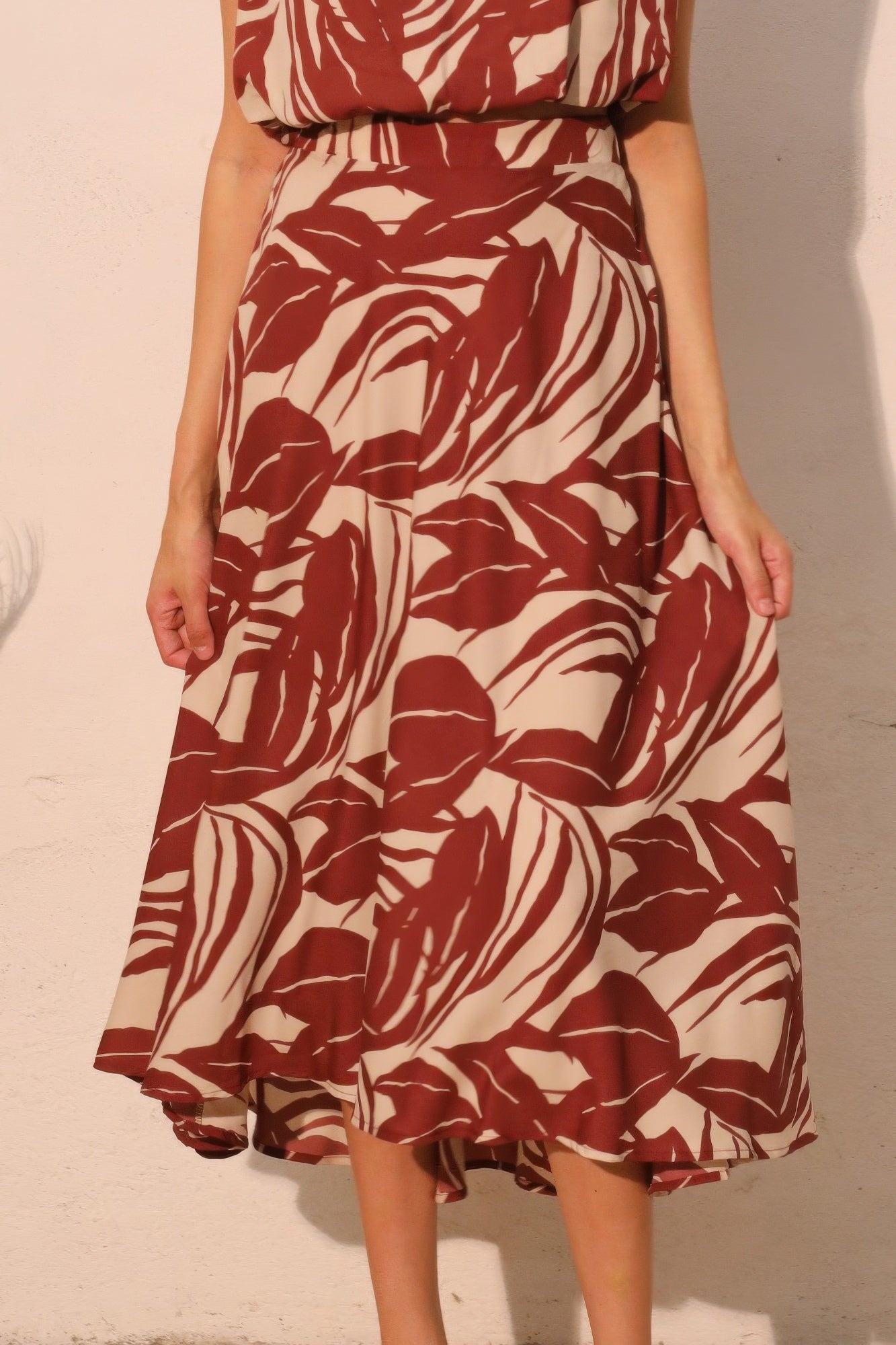 Lucca Leaf Midi Swing Skirt