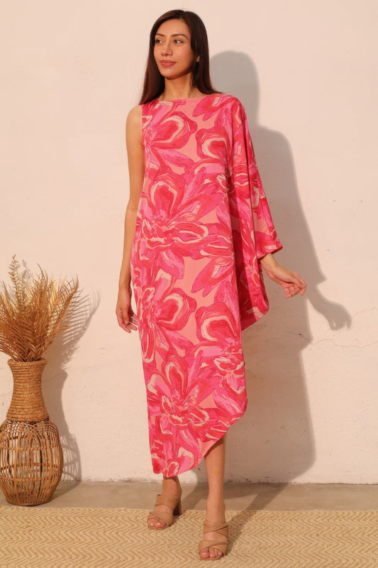 Chasing Petals One Sleeve Dress