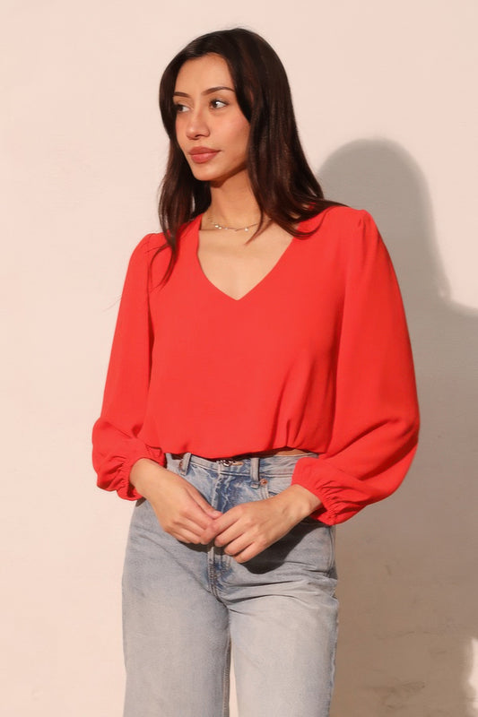 Textured Solid Long Sleeve Crop Top