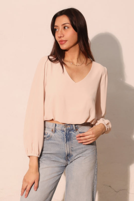 Textured Solid Long Sleeve Crop Top