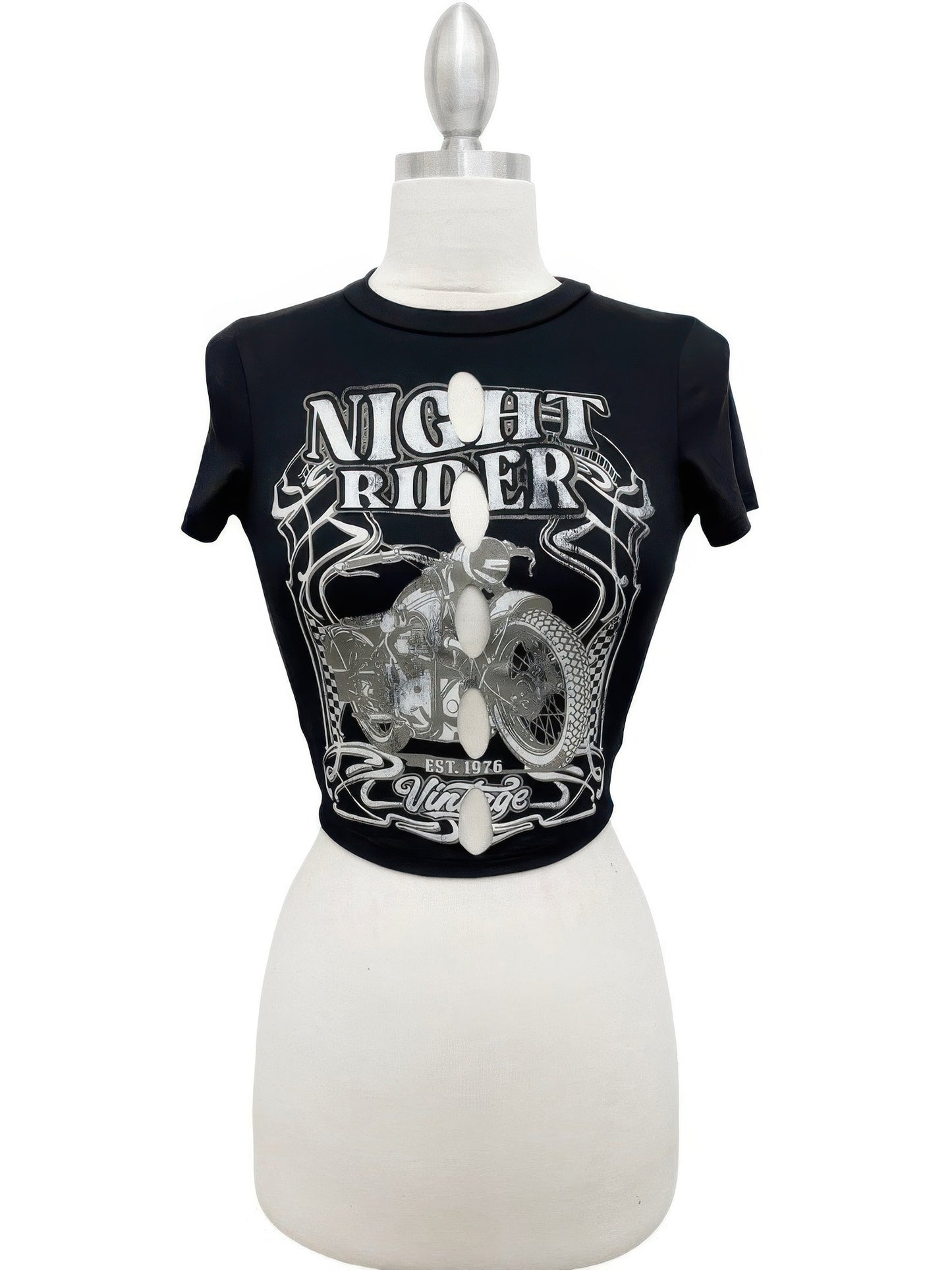 Night Rider Vintage Cut-out Crop Tee