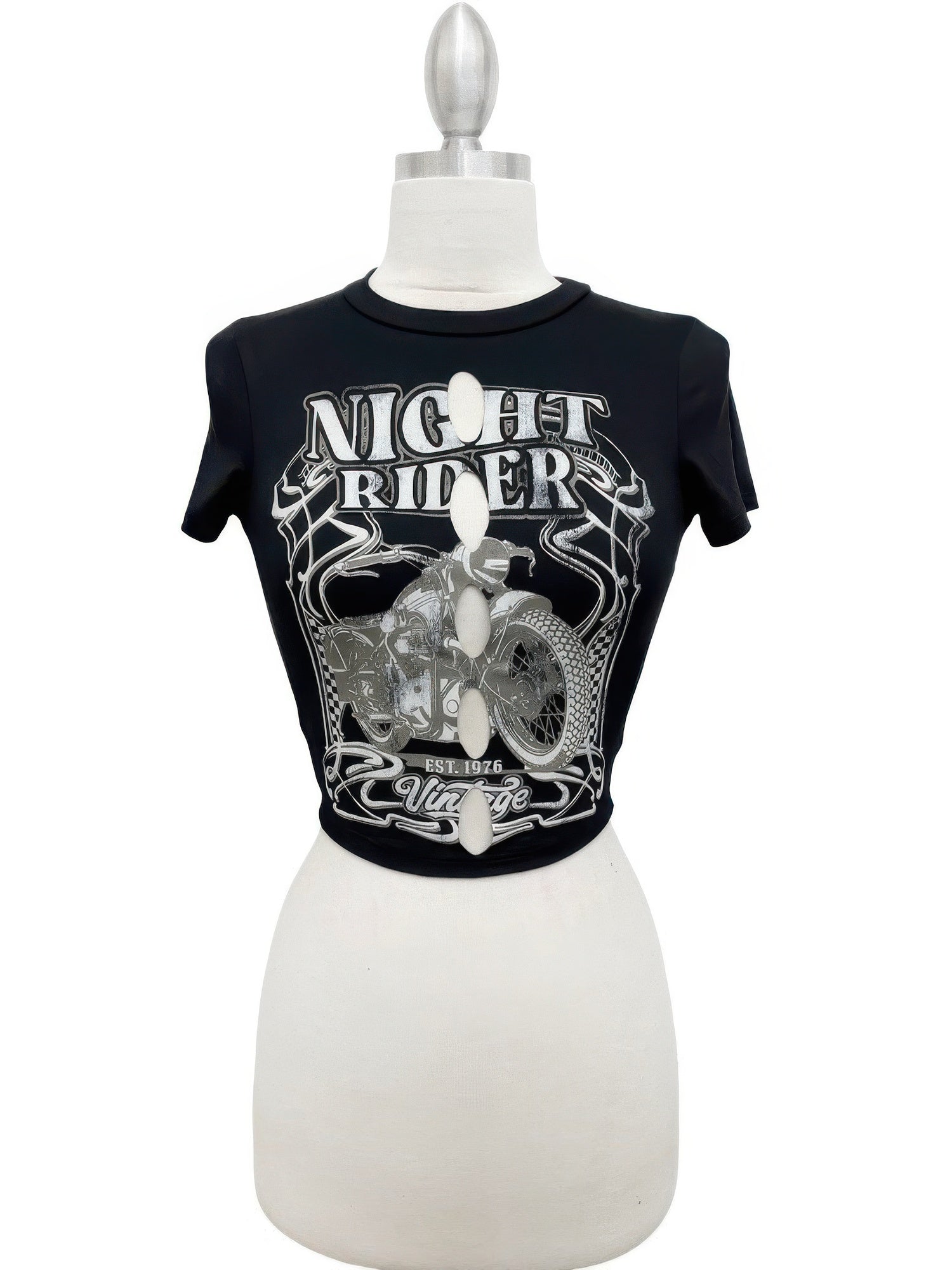 Night Rider Vintage Cut-out Crop Tee