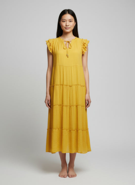 Mlle Gabrielle Solid Cap Sleeve Dress