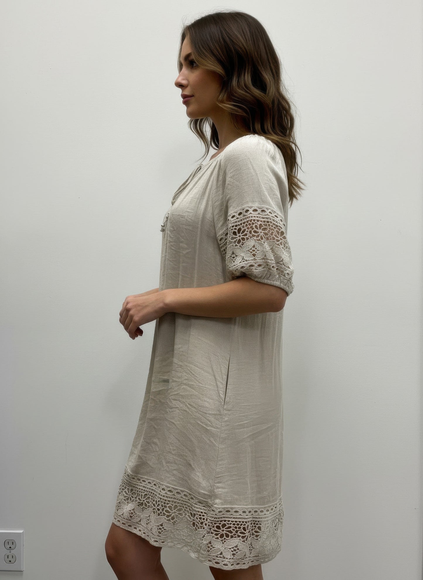 Mlle Gabrielle Solid Short Sleeve Dress