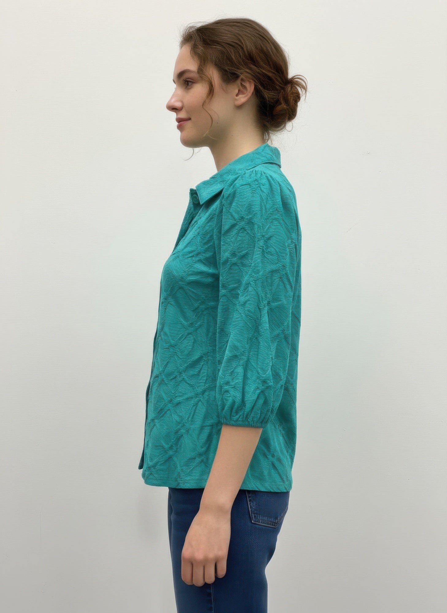 Rylee Moon Solid 3/4 Sleeve Blouse