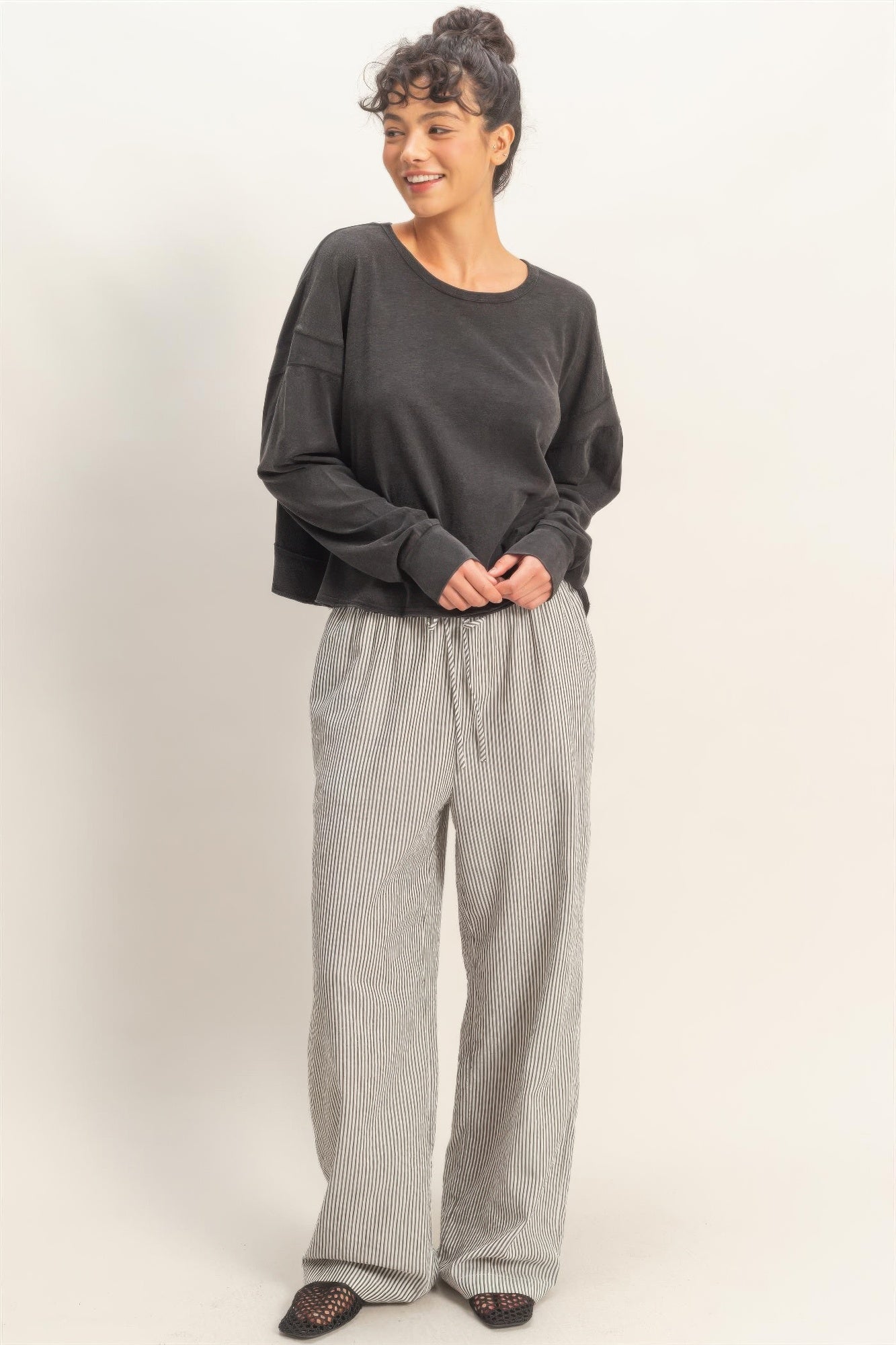 Cross Detail Open Back Long-sleeve Top