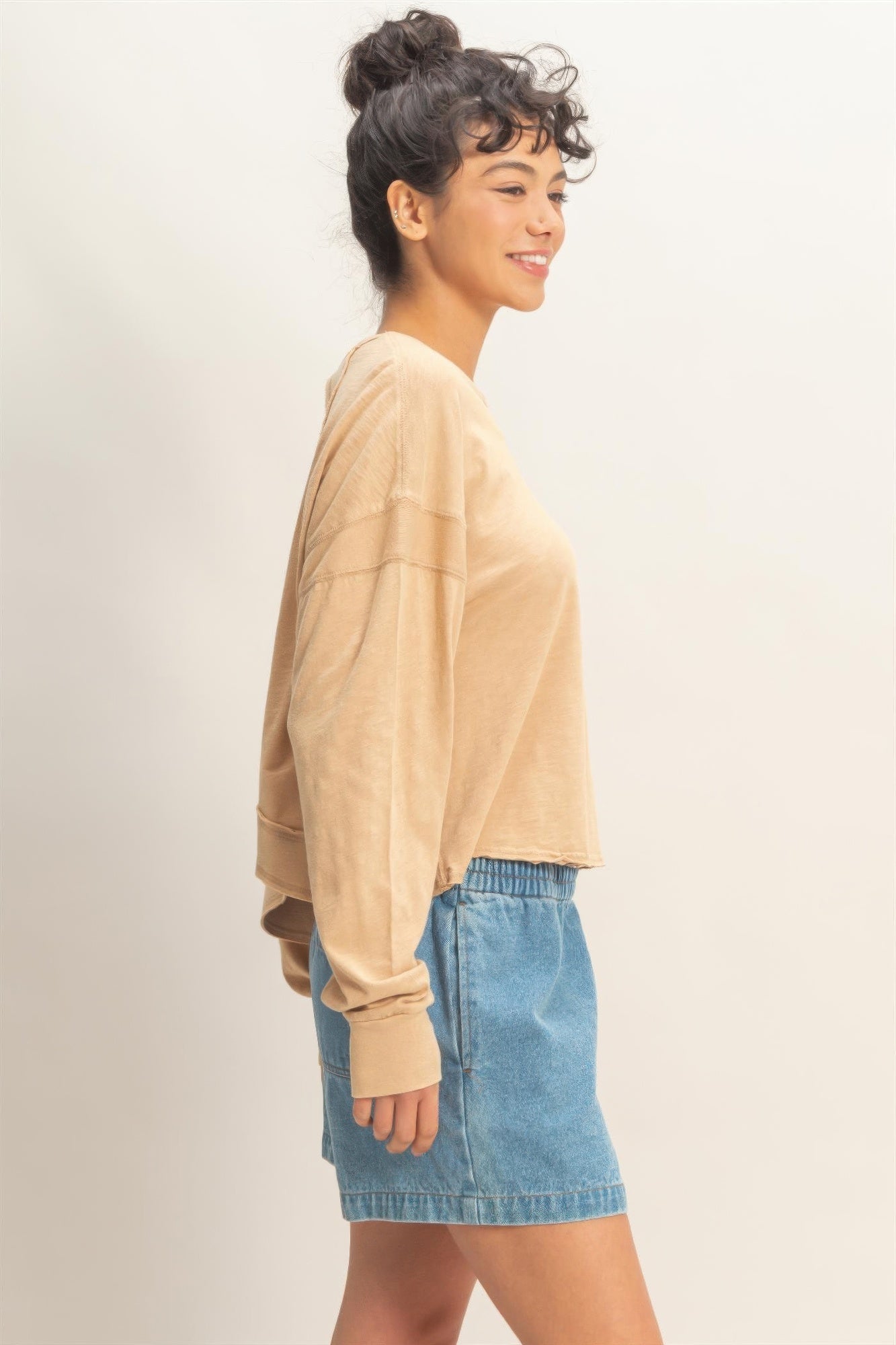 Cross Detail Open Back Long-sleeve Top