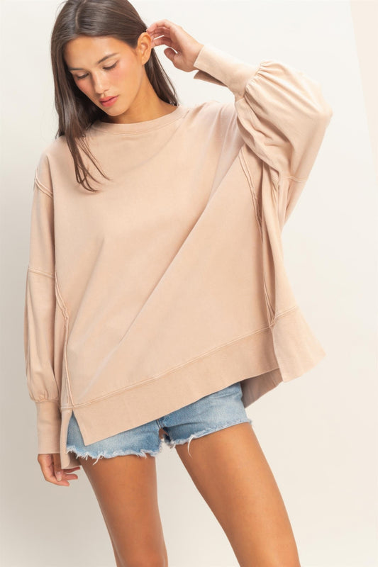 Oversized Seam Detail Long Sleeve Top