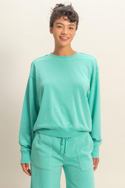 Raw Edge Detail Burnout Sweatshirt