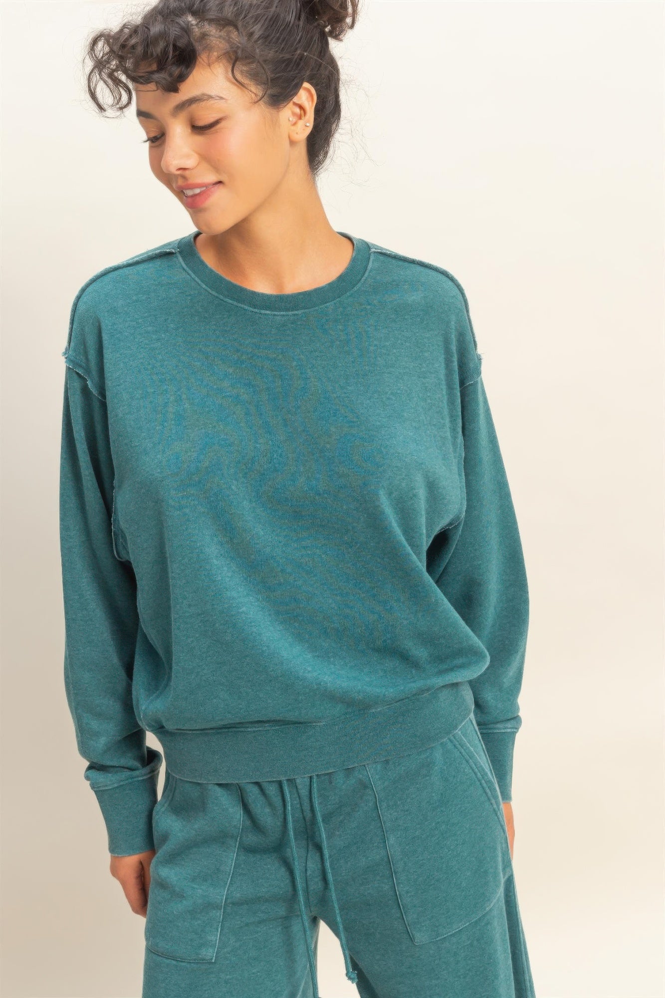 Raw Edge Detail Burnout Sweatshirt