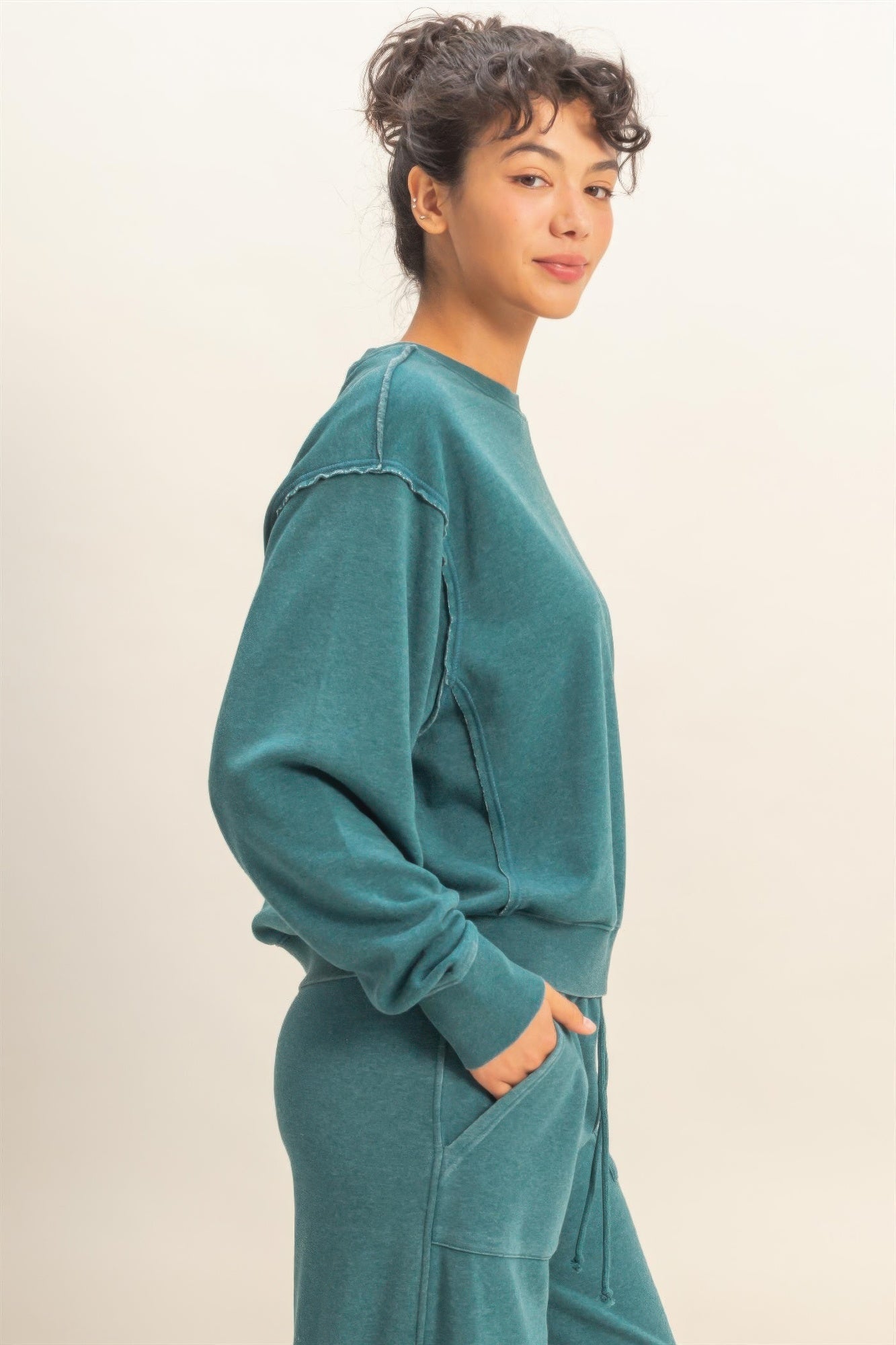 Raw Edge Detail Burnout Sweatshirt