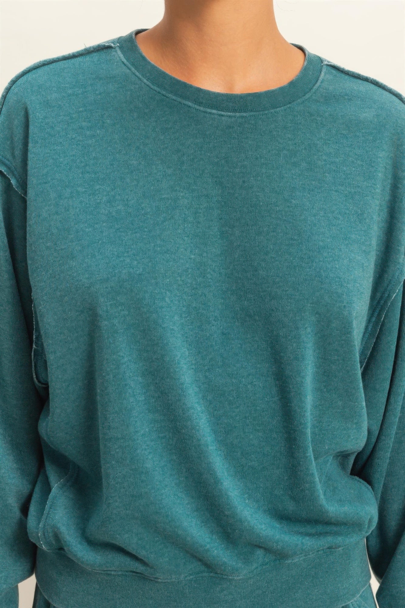 Raw Edge Detail Burnout Sweatshirt