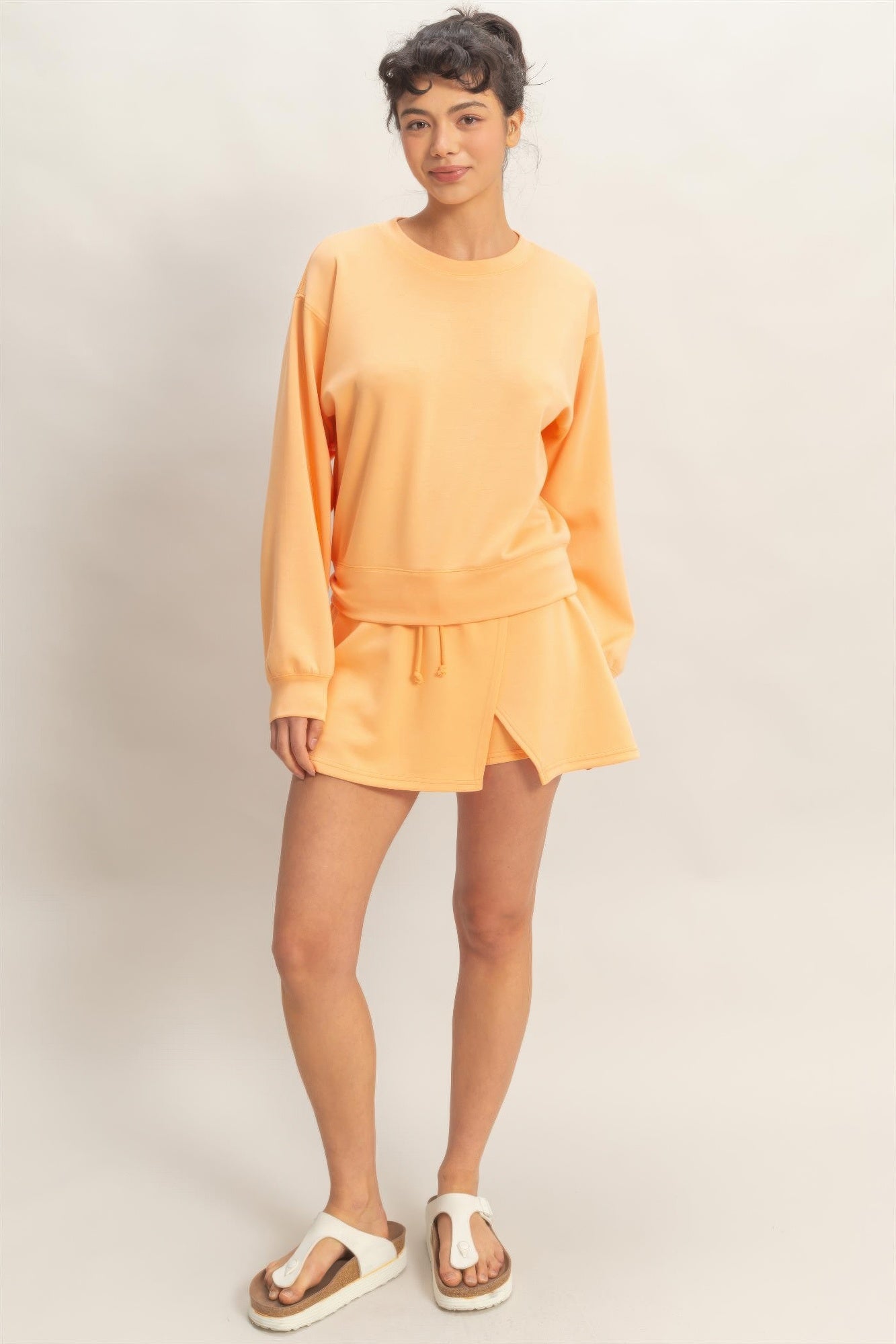 Wrap Front Elastic Waist Skort