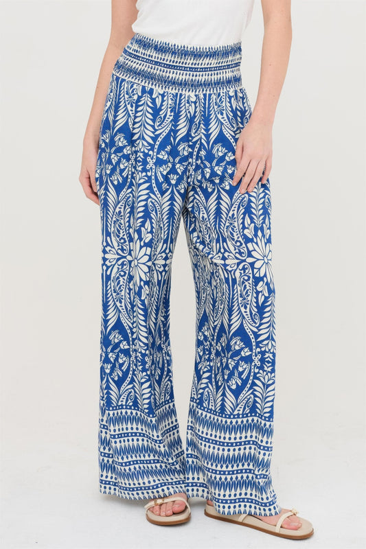 Smocked Waist Floral Pants