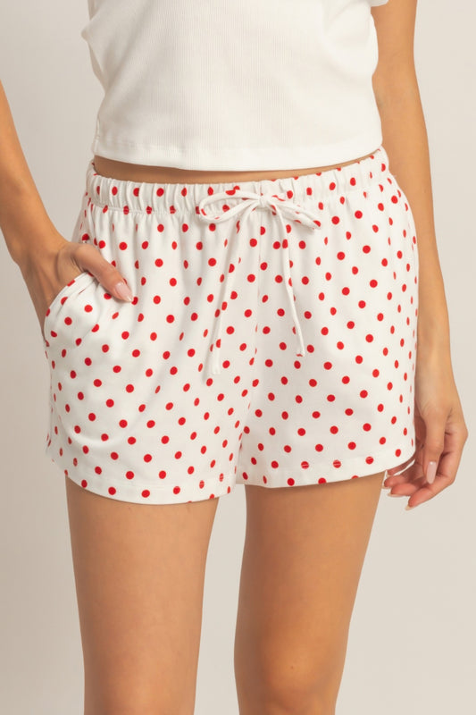 Polka Dot Drawstring Shorts