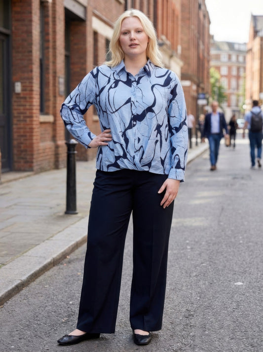 Rust Abstract Print Button-up Shirt