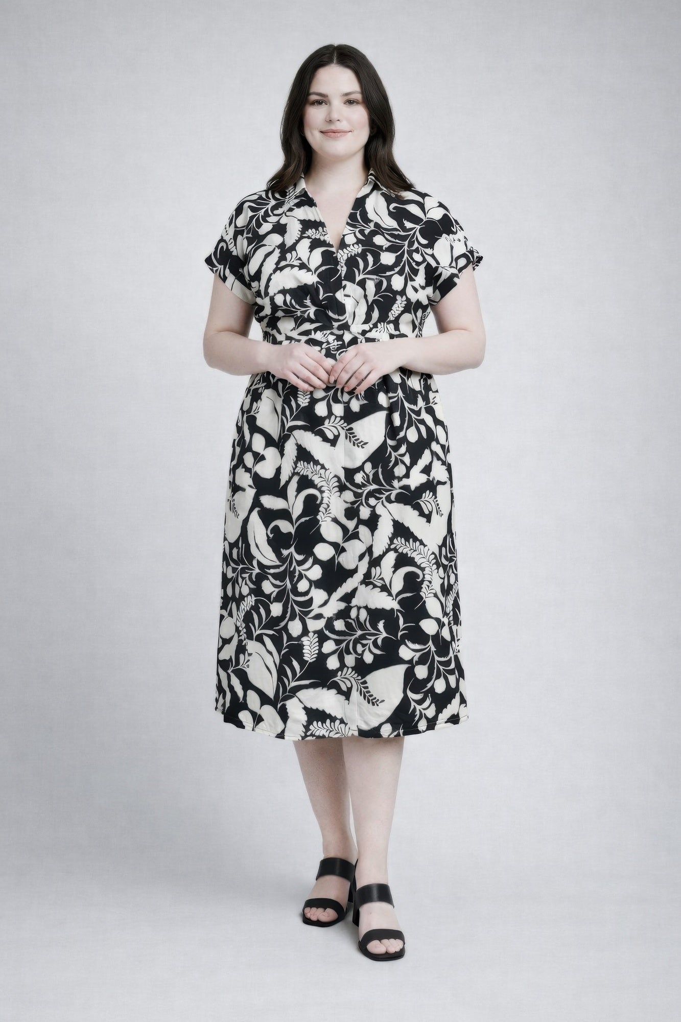 Floral Print Wrap Tie Midi Dress
