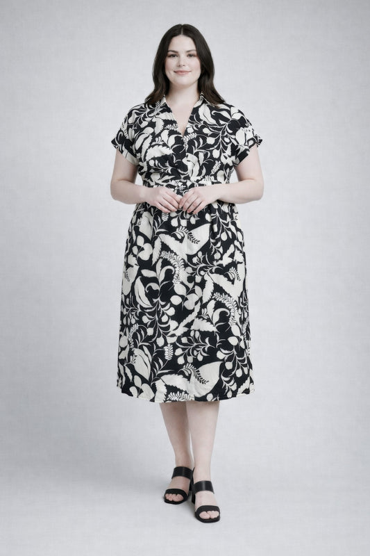 Floral Print Wrap Tie Midi Dress