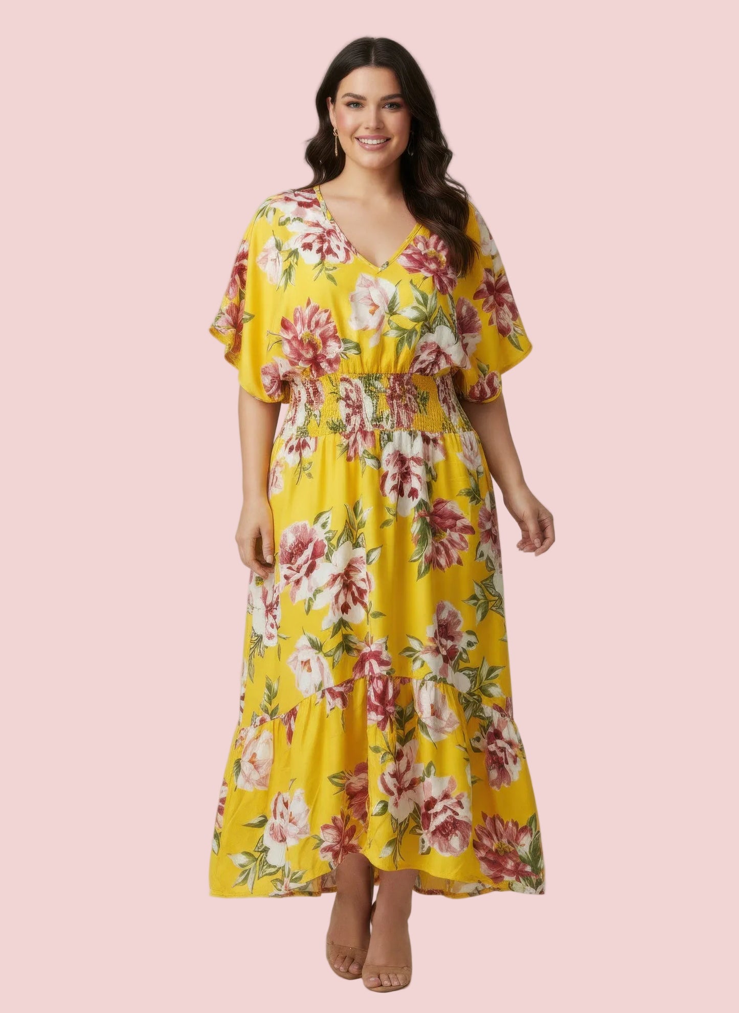 Mlle Gabrielle Floral High-Low Dress – Plus Size Romantic Midi Dress - PLUS SIZE DRESSES