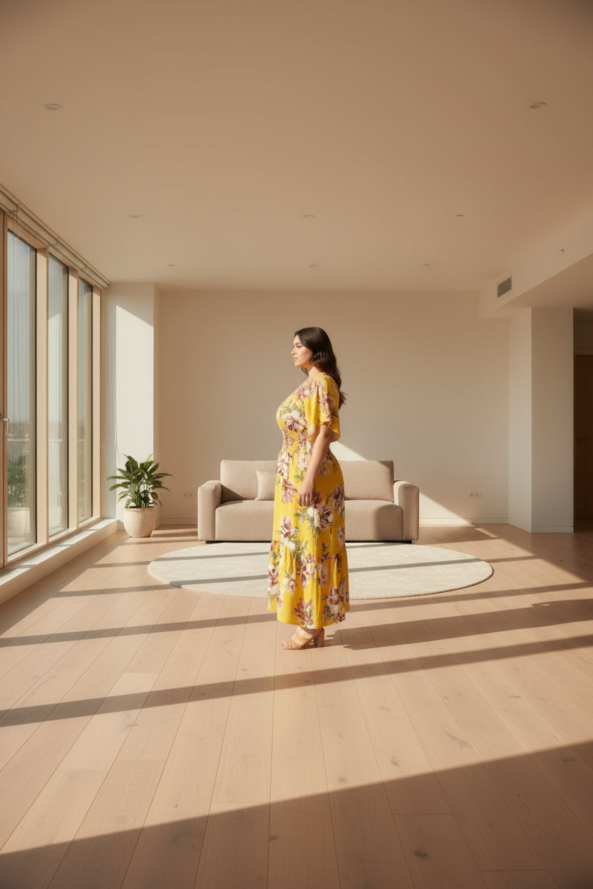 Mlle Gabrielle Floral High-Low Dress – Plus Size Romantic Midi Dress - PLUS SIZE DRESSES