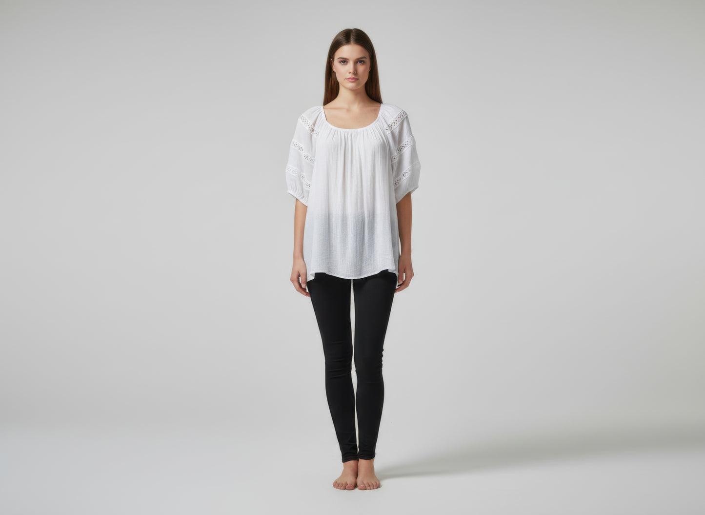 Unique Spectrum Solid Short Sleeve Blouse