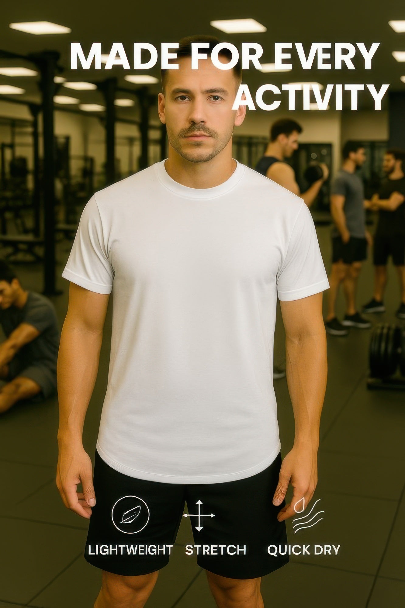 Curved Athletic Sports T-shirt - MENS BASIC & ACTIVEWEAR