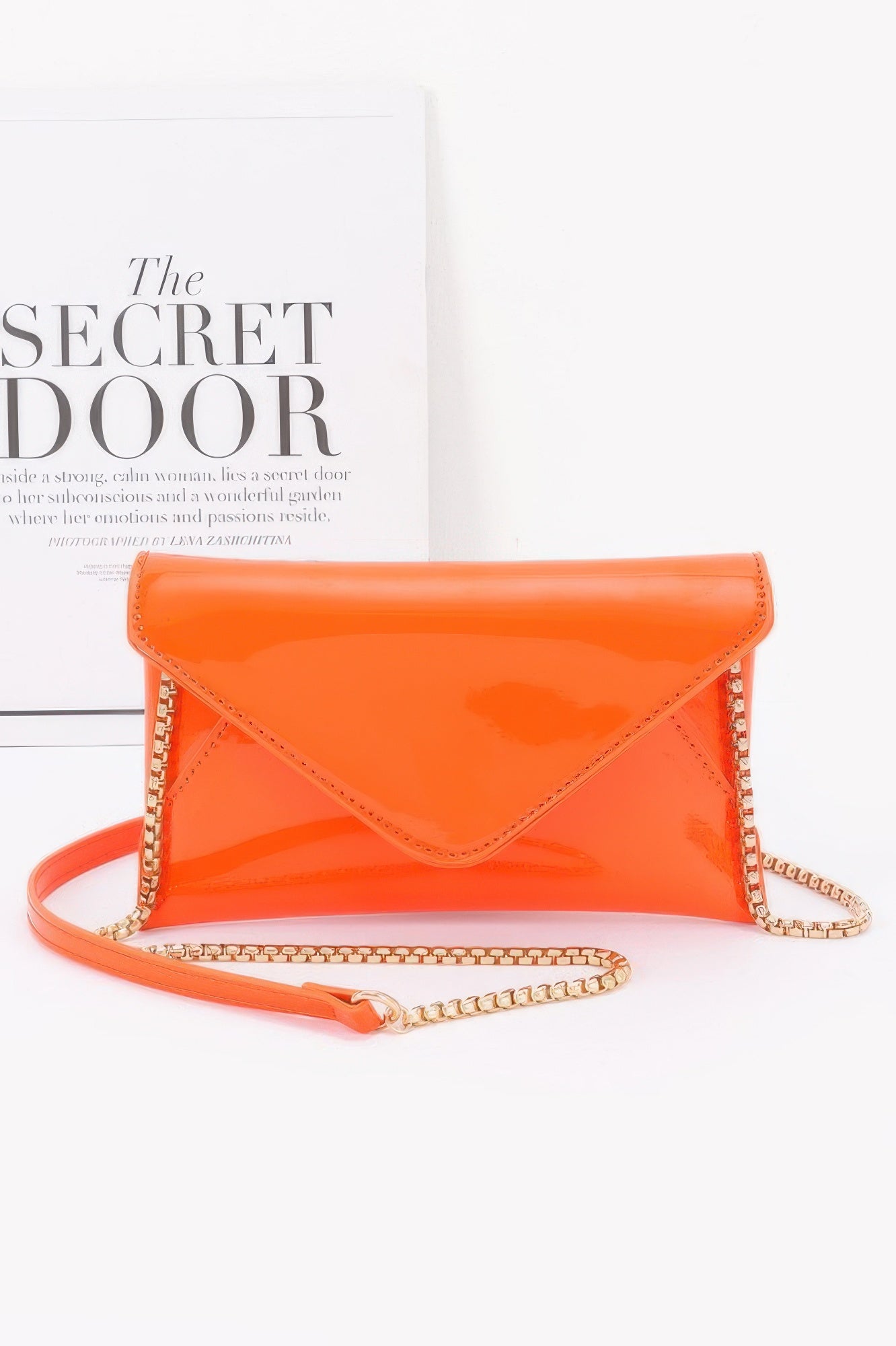 Enamel Envelope Clutch