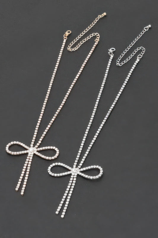 Rhinestone Ribbon Necklace