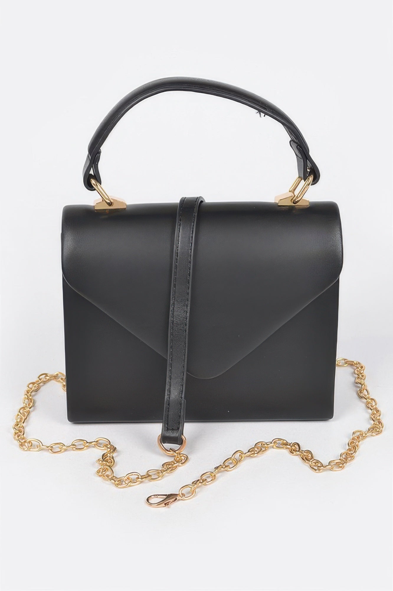 Faux Leather Simple Handle Clutch